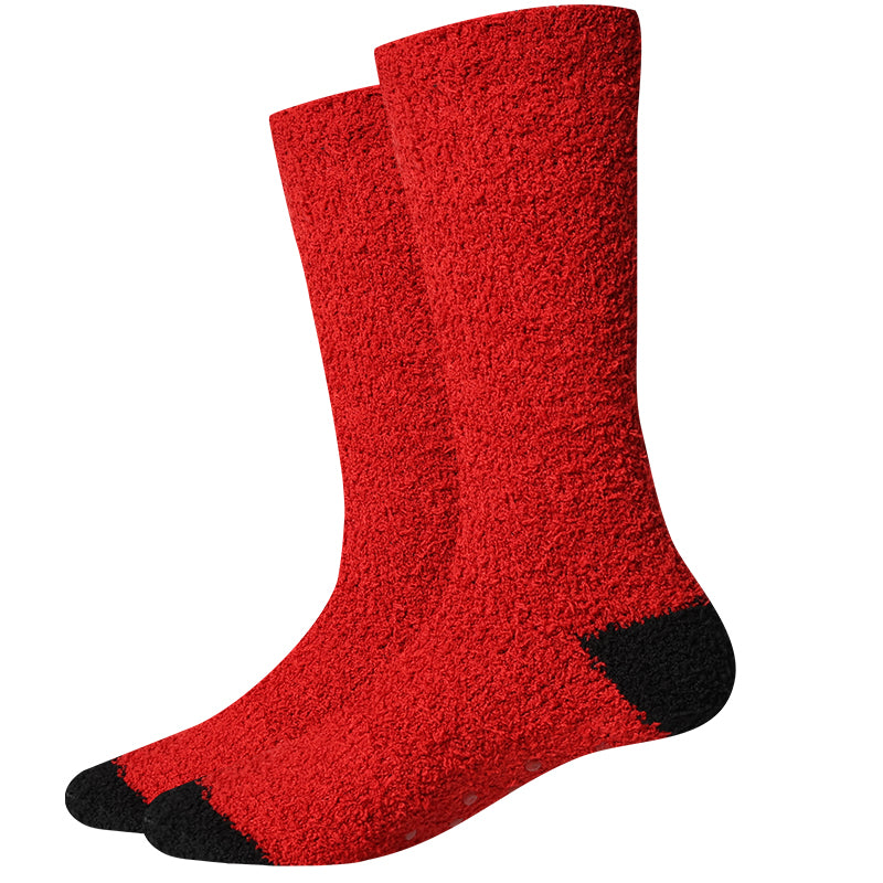 Solid Red Mens Fuzzy Socks Sock Harbor