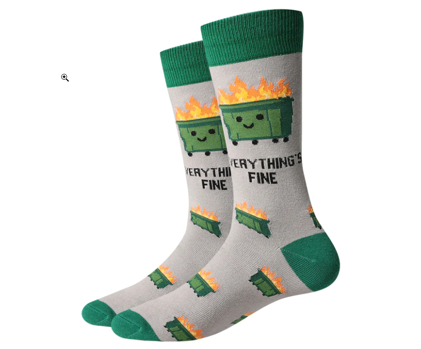 Picture of dumpster fire socks