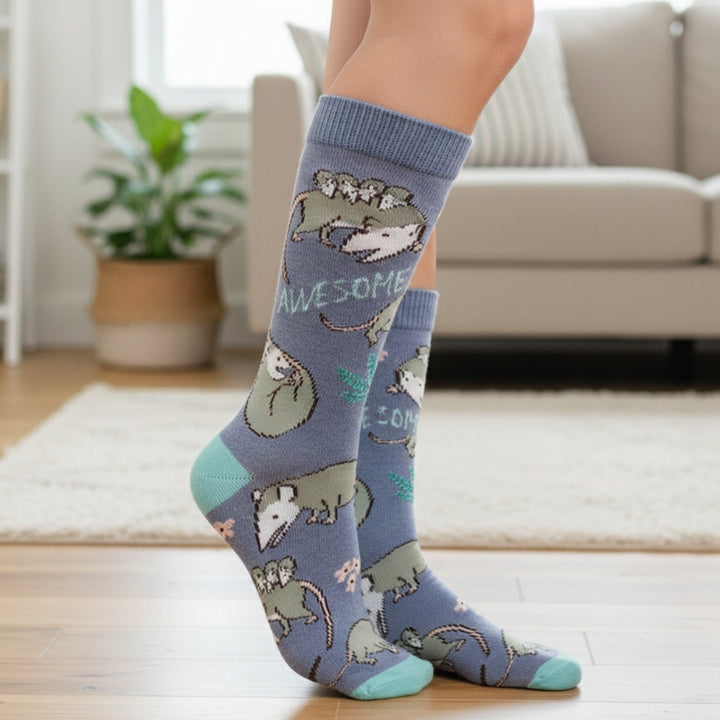 Chaussettes Femme Opossums à Suspendre - Taille 9-11, Coton, Multicolore - Good Luck Socks