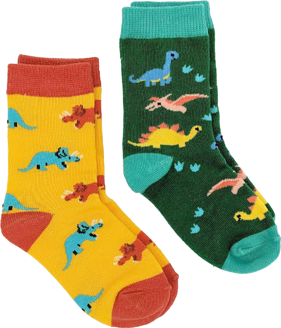 picture of kids-dinosaurs-2-pack-socks-ages-2-4