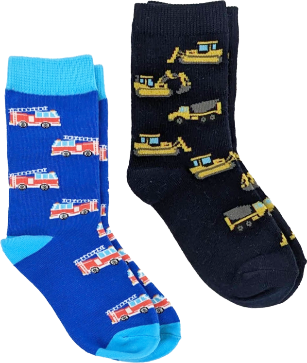picture of kids-trucks-2-pack-socks-ages-2-4