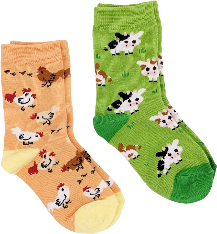 Kids Farm Animals 2-Pack Socks (Ages 2-4)