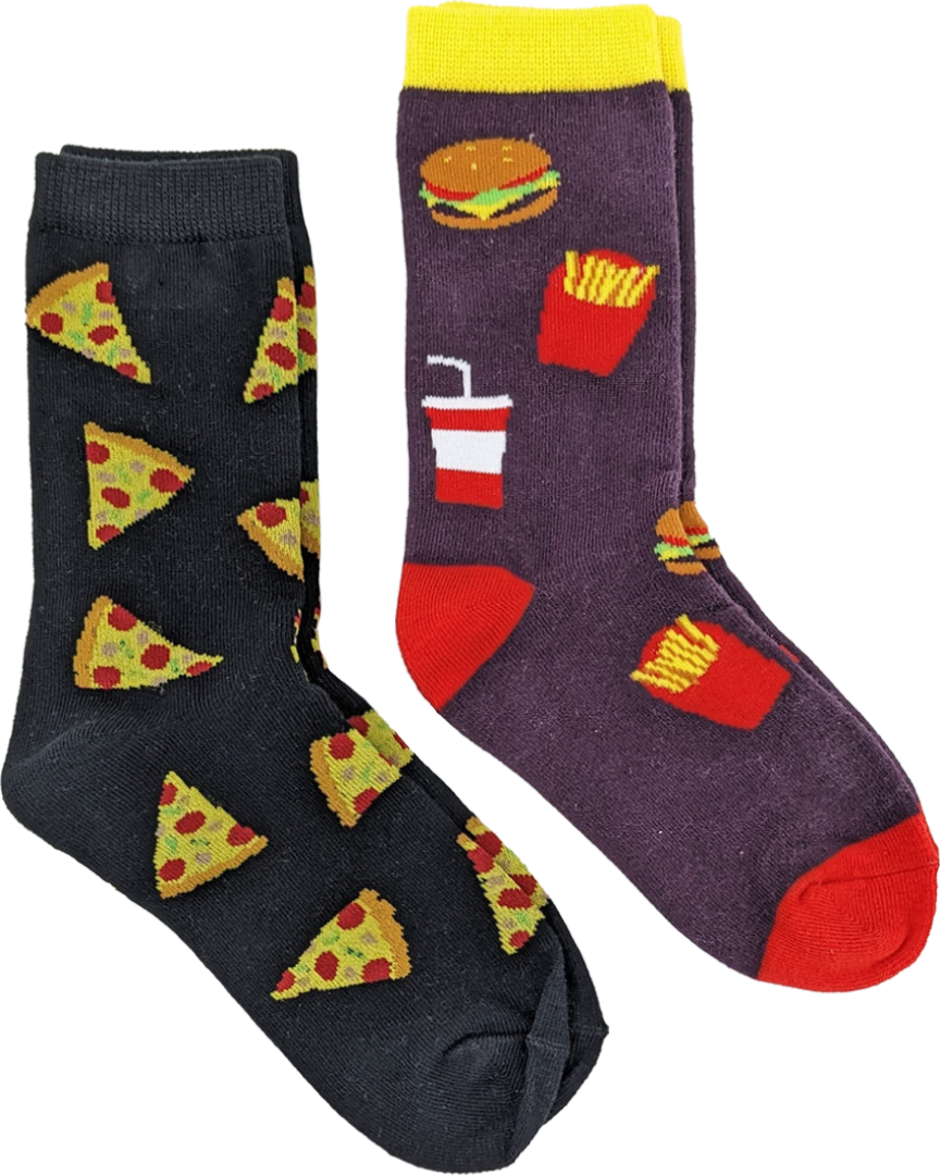 picture of kids-fast-food-2-pack-socks-ages-7-10