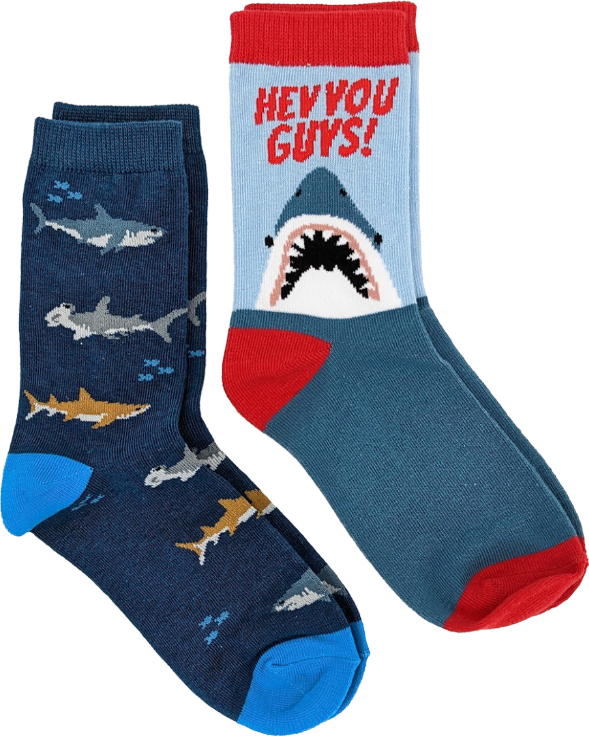 Kids Sharks 2-Pack Socks (Ages 7-10)