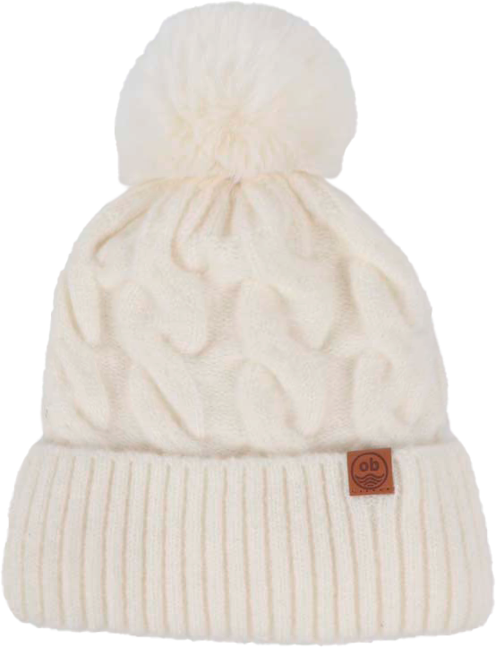 Cable Knit Pom Pom Beanie with Sherpa Lining