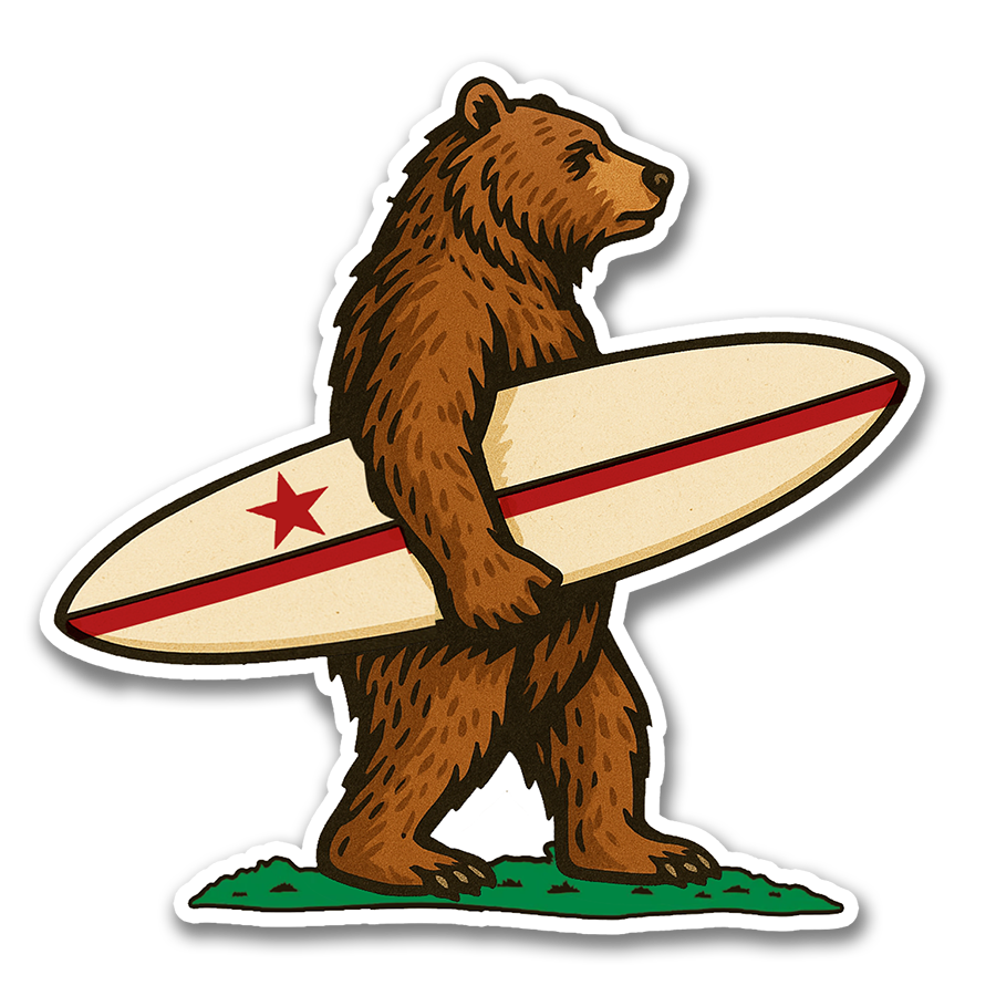 Surf California Bear Sticker