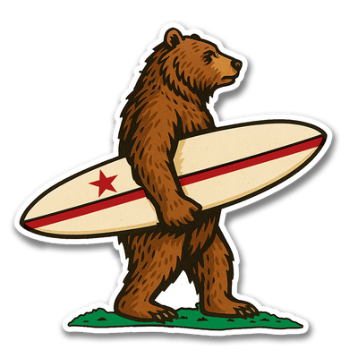 Surf California Bear Sticker
