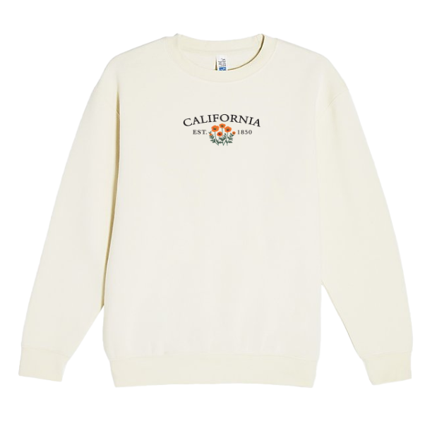 California Poppy Embroidered Crew Sweater