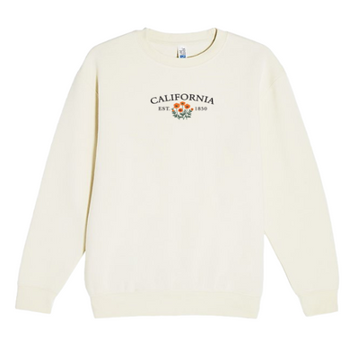 California Poppy Embroidered Crew Sweater