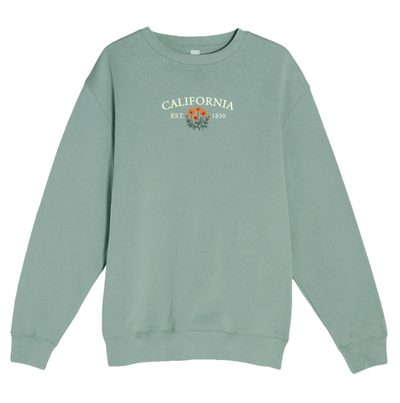 California Poppy Embroidered Crew Sweater