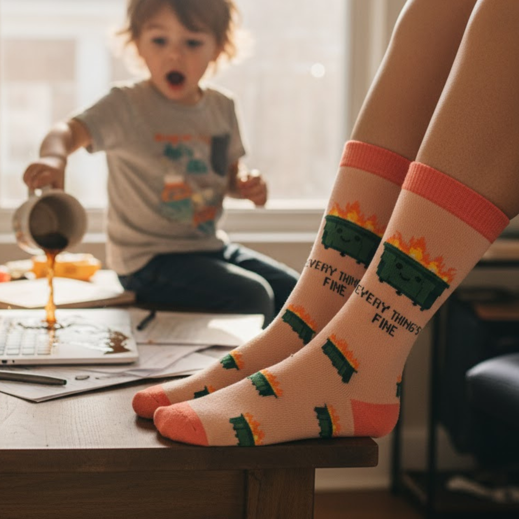 Things Socks Ladies Everything's Fine Dumpster Fire Socks – Sock Harbor