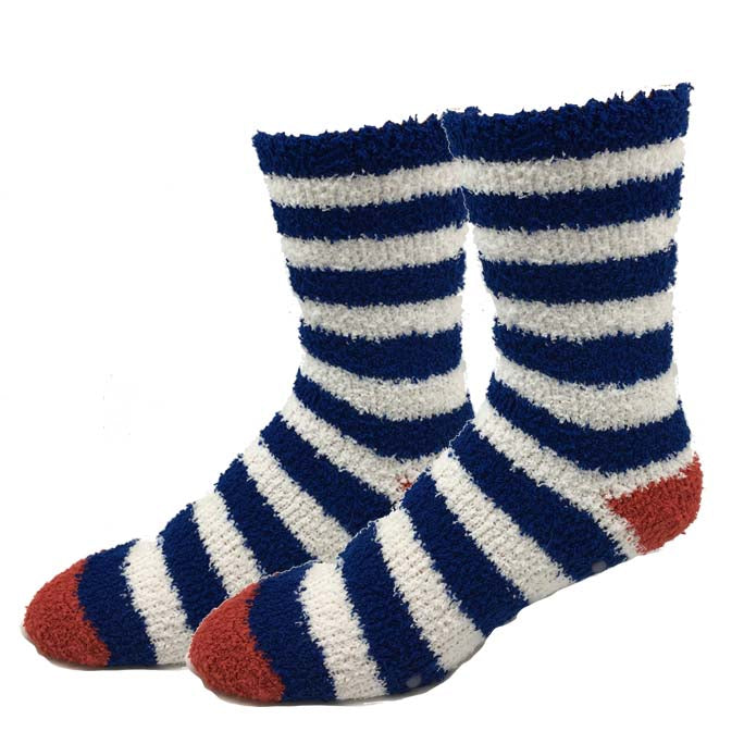 Navy Stripe Fuzzy Socks