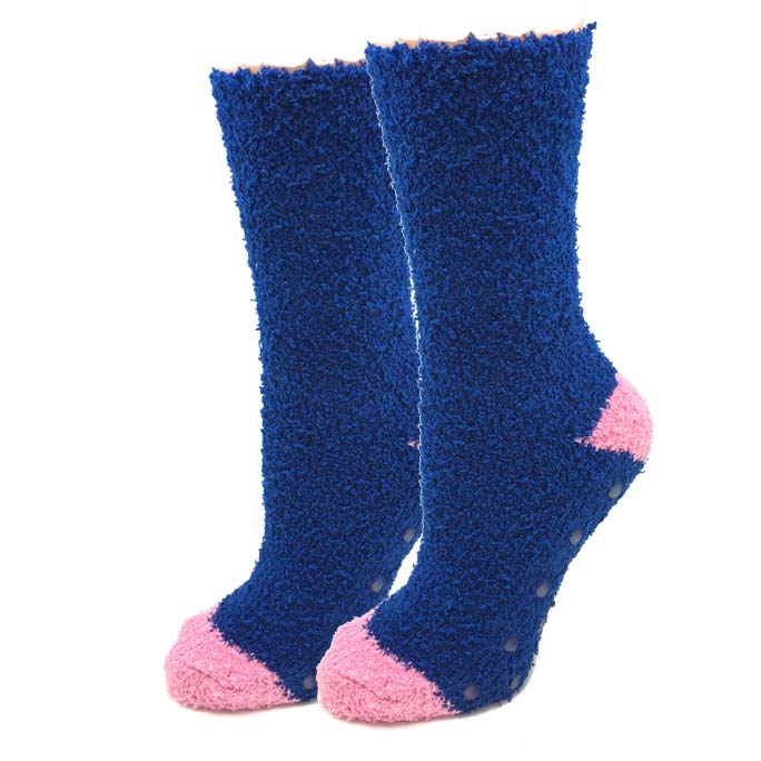 picture of womens-navy-contrast-fuzzy-socks
