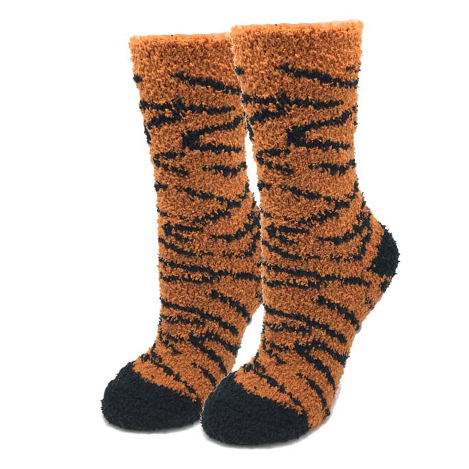 Orange Tiger Fuzzy Socks