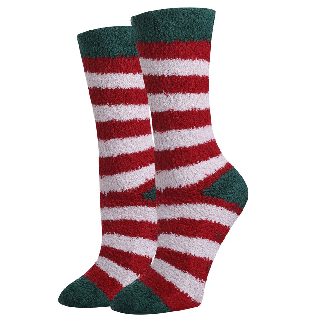 Ladies Christmas Stripe Fuzzy Socks – Sock Harbor