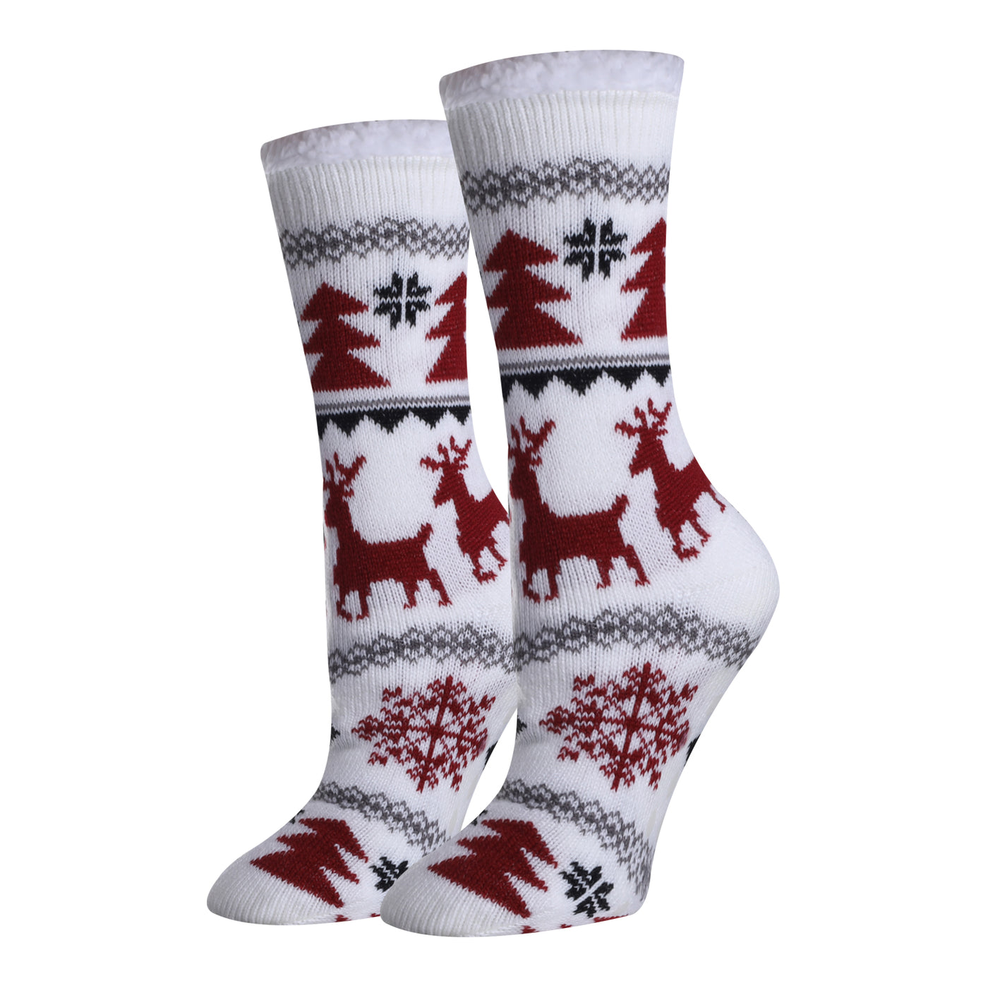 White Reindeer Sherpa Socks