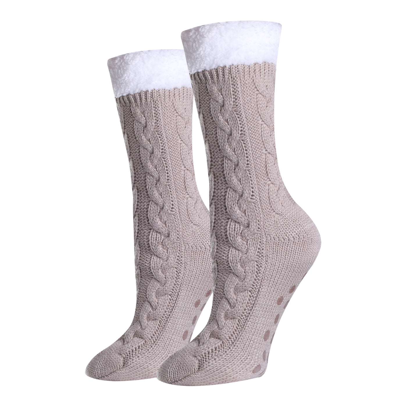 Solid Oatmeal Sherpa Socks