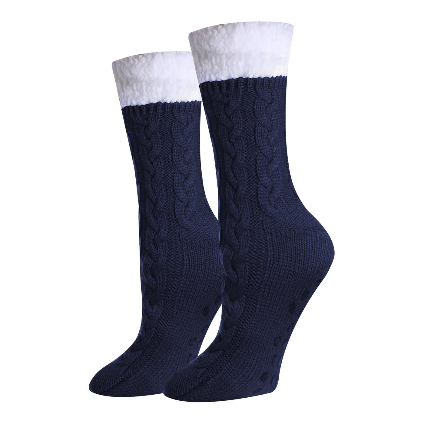 Solid Navy Sherpa Socks