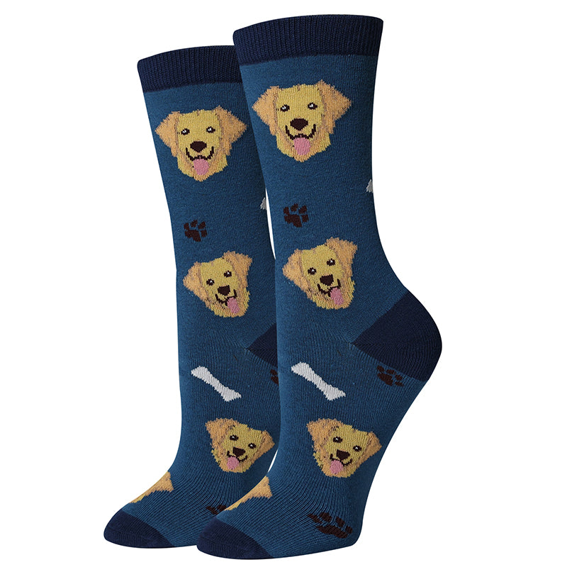 golden retriever dress socks Blue Select your size:6 strip pair pack Beverly Hills Babe Dress