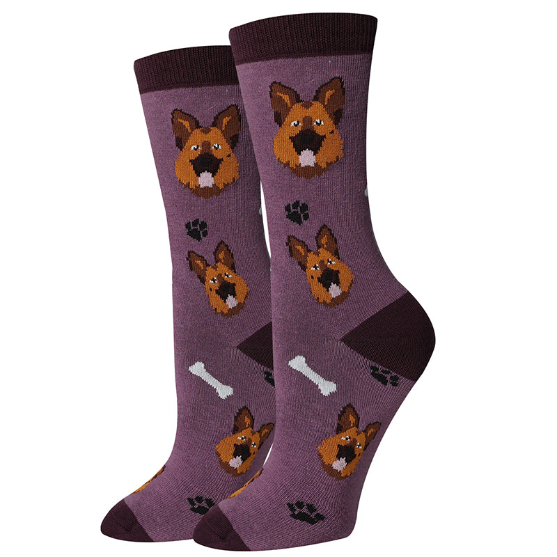 picture of german-shepherd-purple-socks