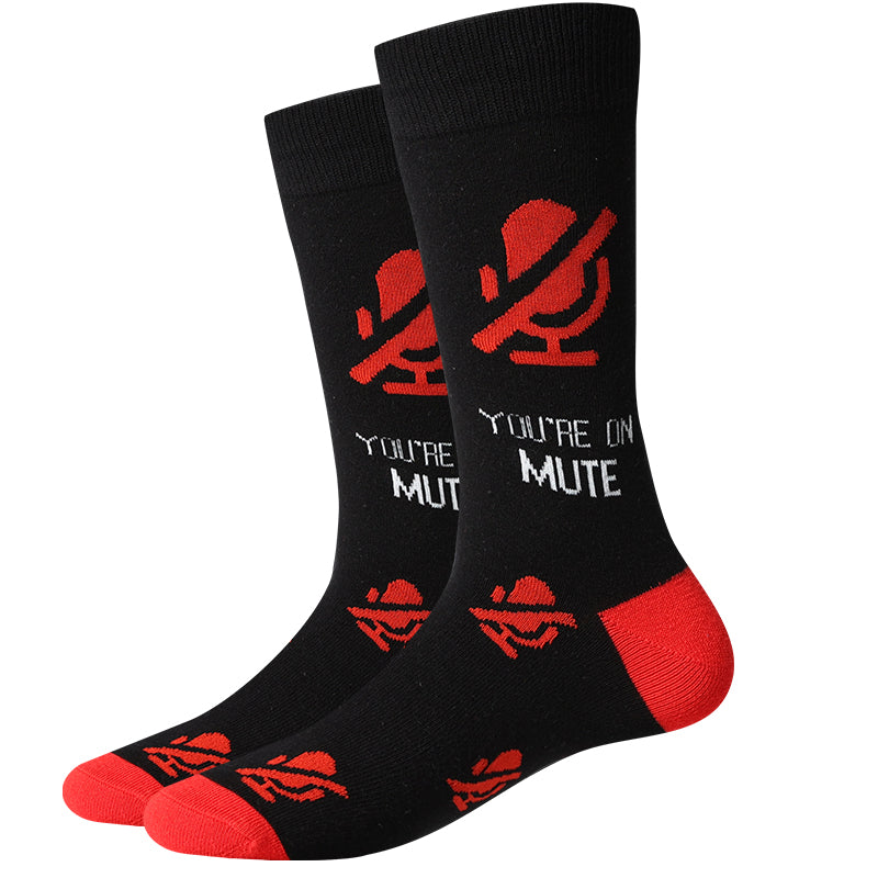 picture of youre-on-mute-socks